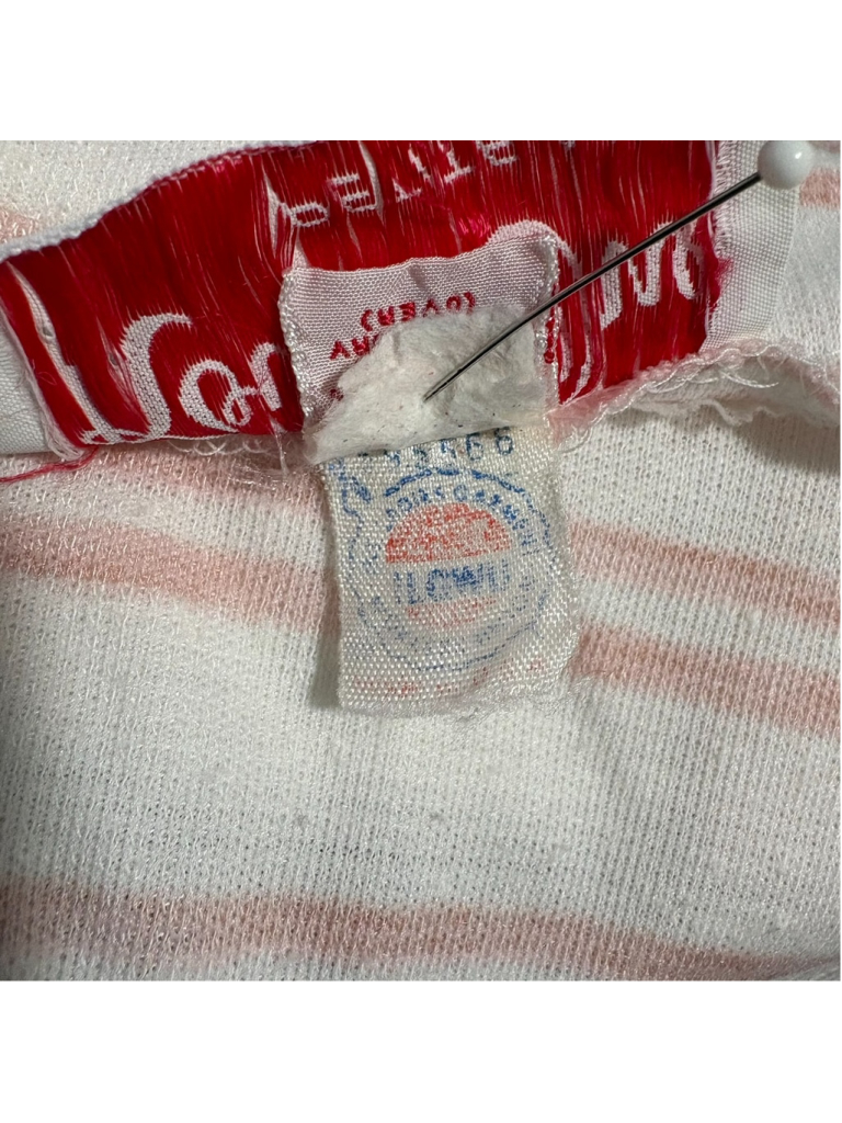 Vintage 80s Route One White & Pink Stripe Short Sleeve Shirt Dress Size S M P — image 3 of 8